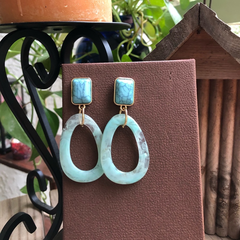 2/$10 Geo Hoop Drop Earrings